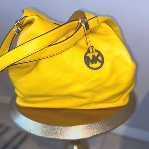 Michael Kors yellow leather shoulder bag